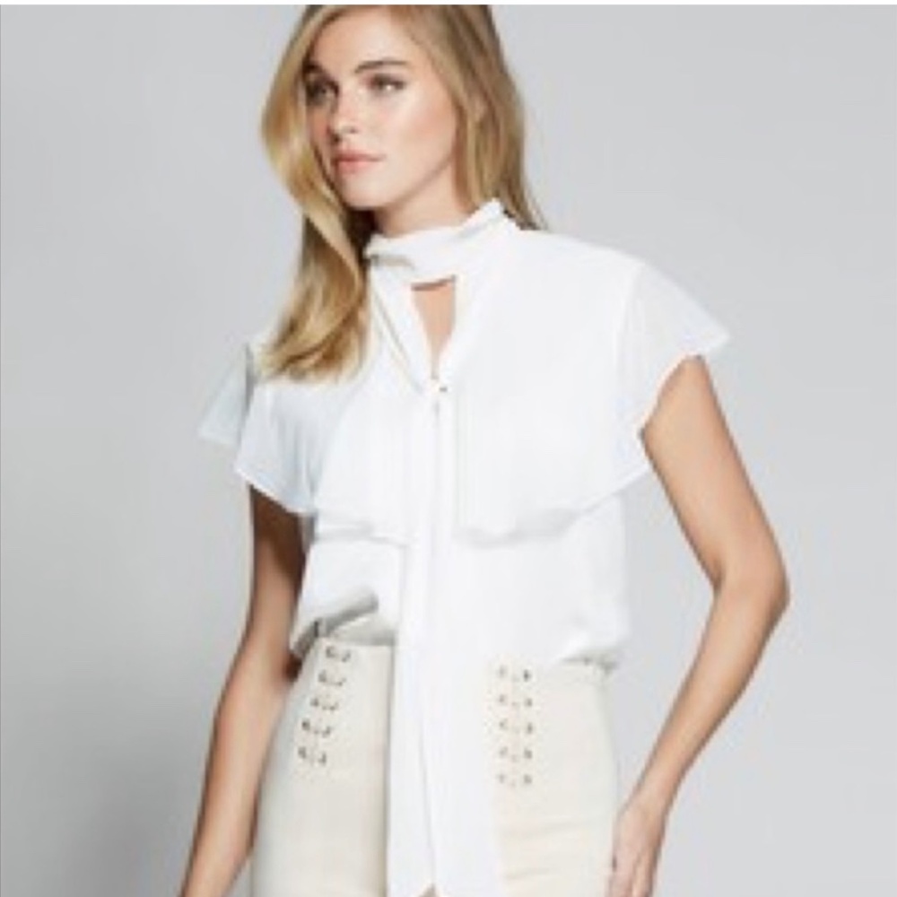 White Ruffle Sleeve Top